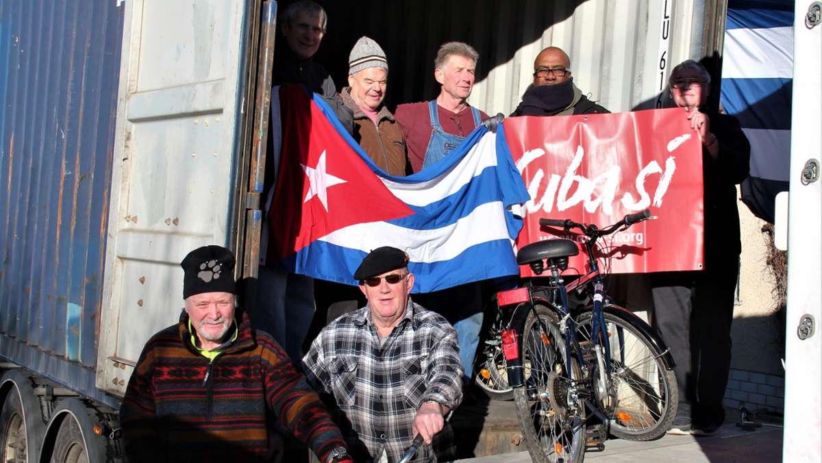 Spendenaktion für Kuba: Fahrräder mit Seecontainer abgeholt