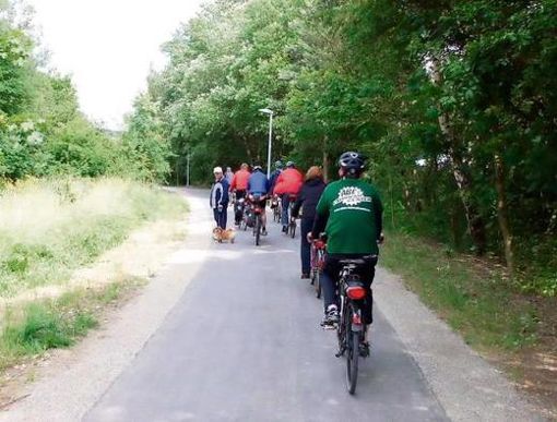 So wie hier zur ADFC-Tour auf dem neuen Radweg in Richtung Langewiesen sollte es auf sogenannten Fahrradstraßen zugehen: Fußgänger müssten Rücksicht auf Radfahrer nehmen und zur Seite gehen. Foto: Appelfeller
