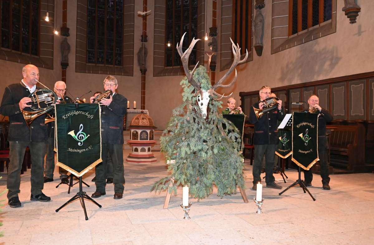 Die Jagdhornbläser der Kreisjägerschaft Meiningen e. V. gestalteten den Gottesdienst musikalisch aus. Foto: Annett Recknagel