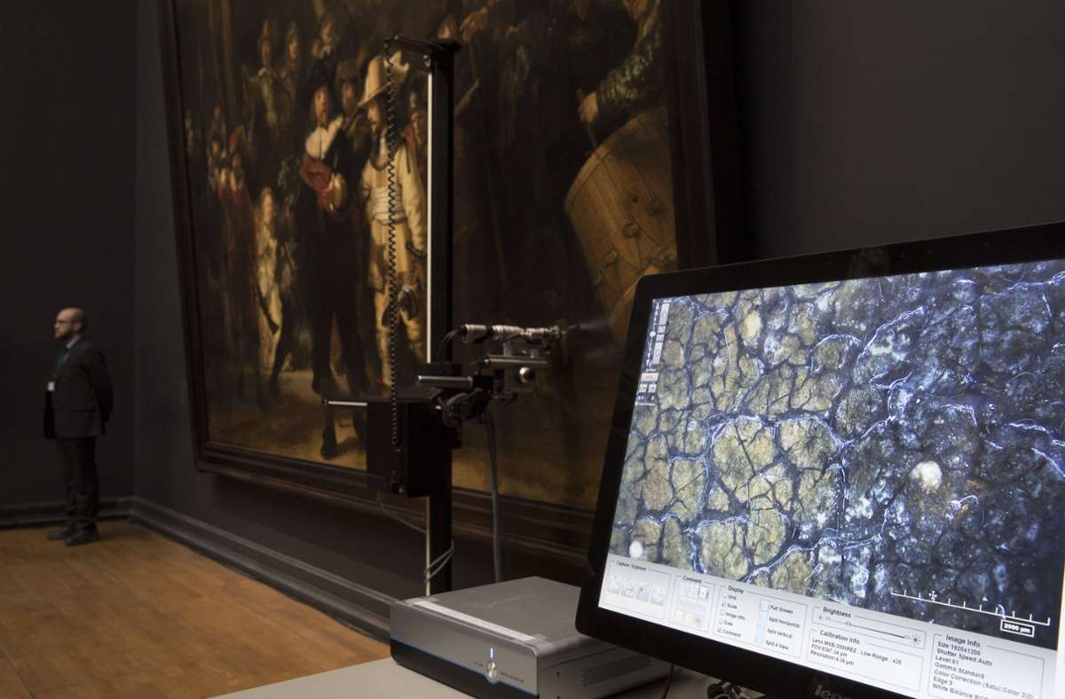 Mit einer extra entwickelten Technik und Software waren nach Angaben des Museums 8430 einzelne Fotos von dem Rembrandt-Gemälde gemacht worden. Foto: dpa/Peter Dejong