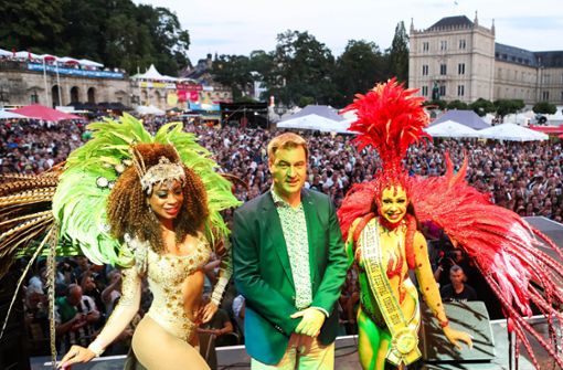 Markus Söder ist ein bekanntes Gesicht auf dem Coburger Samba-Festival. Foto: Henning Rosenbusch/Archiv