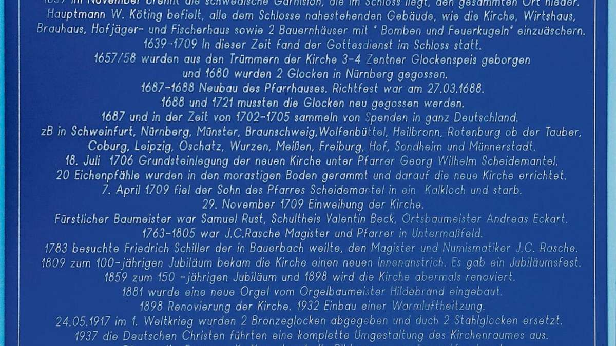 Meiningen: Blaues Schild an Untermaßfelder Kirche?