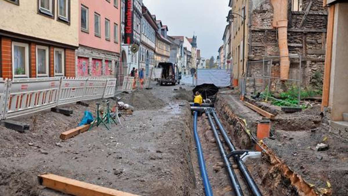 Meiningen: Baufortschritt in Engstelle