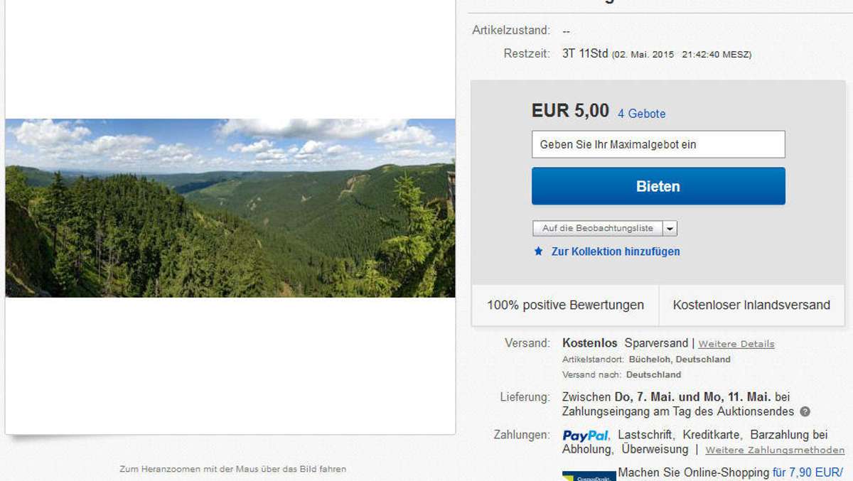 Ilmenau: Ein Beutel Thüringer Wald-Luft auf ebay