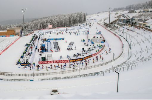 Tristesse: Wie Anfang Januar dieses Jahres findet der Oberhofer Biathlon-Weltcup abermals ohne Zuschauer statt. Foto: Gerhard König/Imago