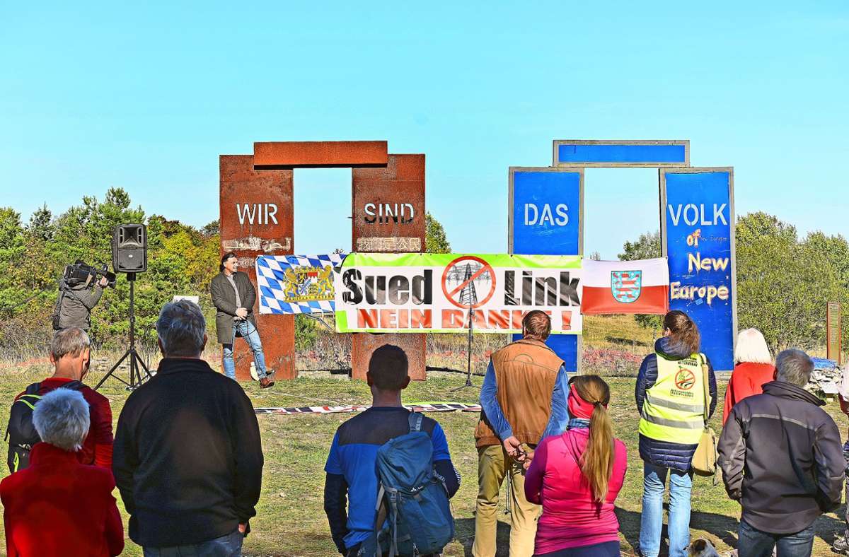 Erst im April machten die Südlink-Gegner in der Region wieder gegen den Bau der Südlink- Trasse mobil. Foto: Erik Hande