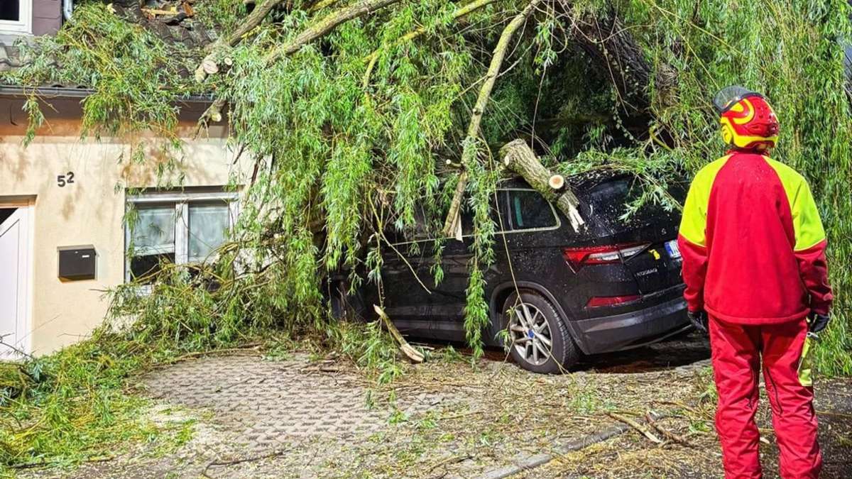Unwetter: Sturm über Thüringen: Baum kracht in Kinderbett