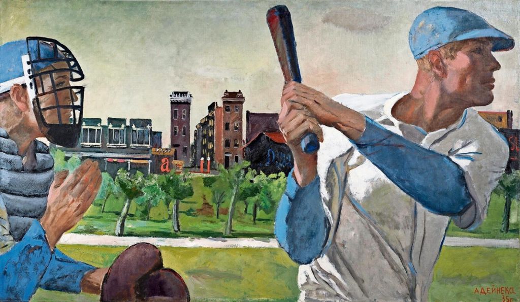 Auf seinem Ölgemälde "Baseball" von 1935 zeigt Alexander Deineka den neuen Menschen: muskulös, dynamisch, selbstbewusst. Foto: VG Bild-Kunst, Bonn 2016 Quelle: Unbekannt