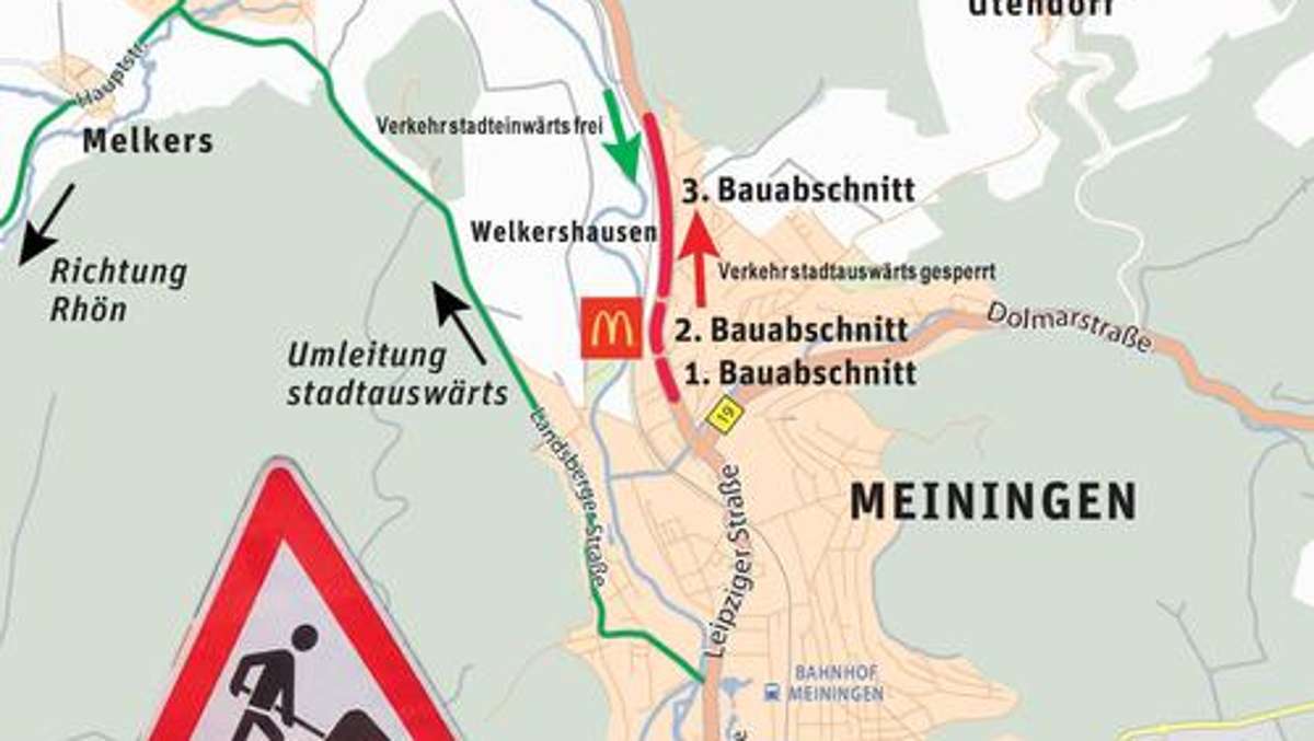Meiningen: Großbaustelle am Stadteingang