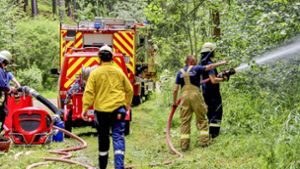 Feuerwehr  probt Waldbrand im Geratal