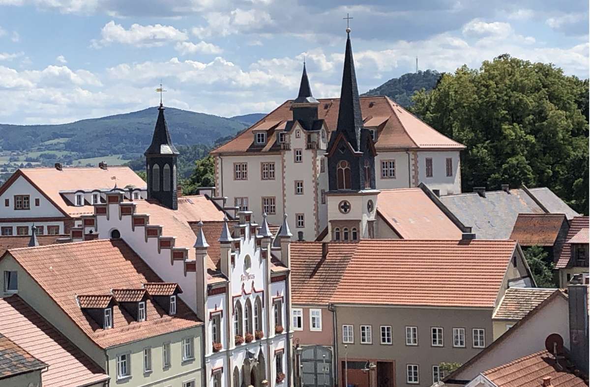 Blick auf die Geisaer Altstadt mit Schlossensemble und Rathaus. Foto: Stadt Geisa