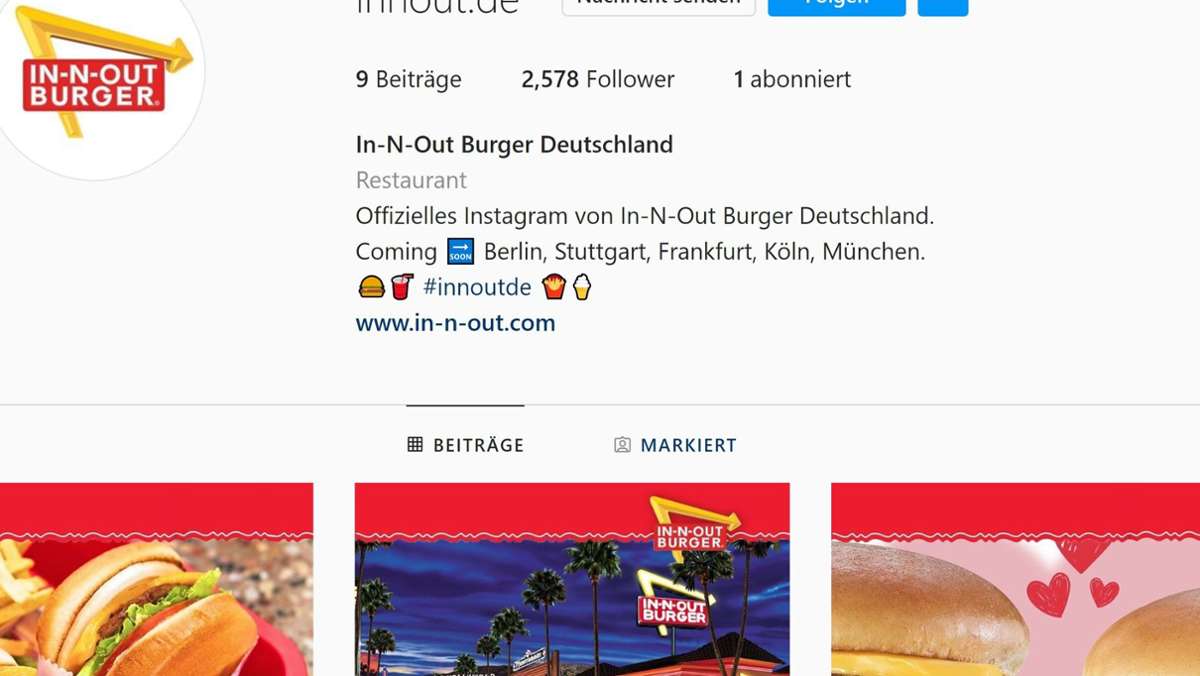 In-N-Out-Burger: Instagram-Betrüger kündigen Filiale in Stuttgart an