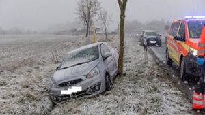 Starker Schneefall: Eine Person bei Unfall verletzt