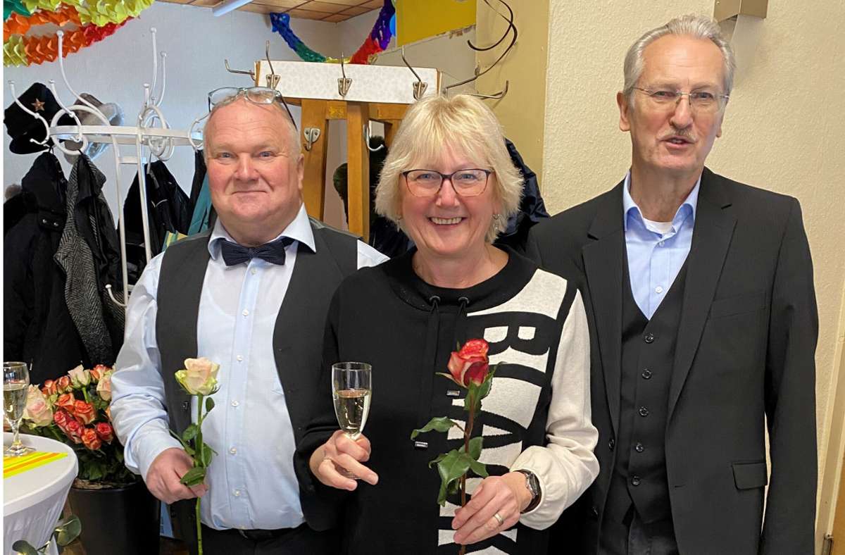 Rüdiger Scholz, Viola Fleischmann und  Kurt Blau auf der Frauentagsfeier.