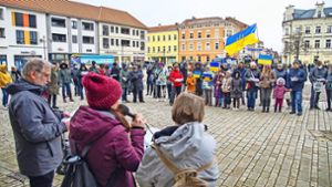 Ukrainische Nationalhymne erklingt auf dem Meininger Markt