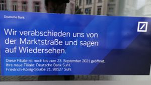 Deutsche Bank schließt Filiale ab Donnerstag