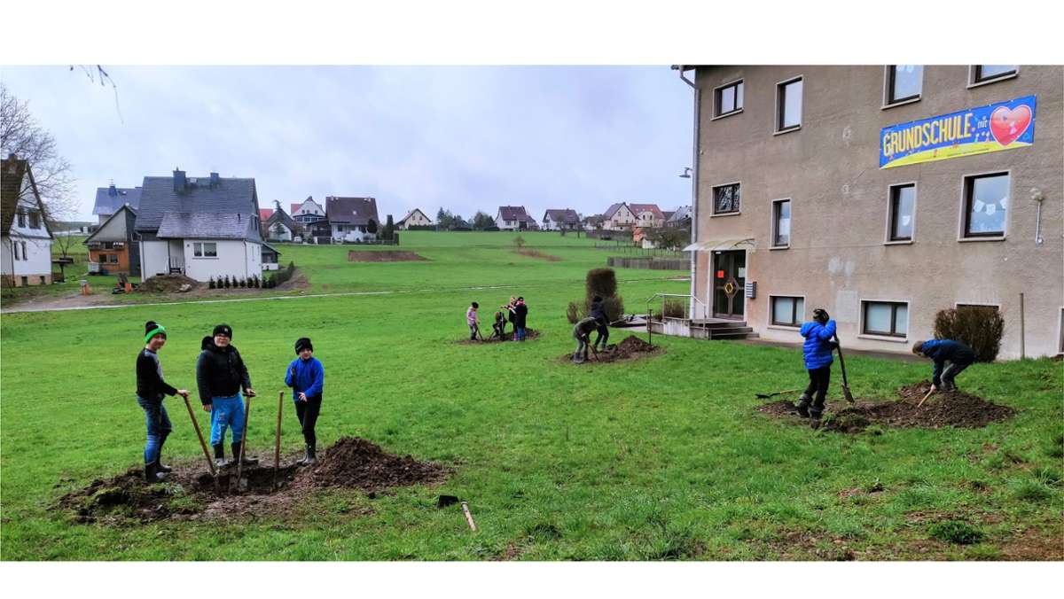Neue Streuobstwiese in Kühndorf: Ein Anfang mit fünf Bäumen