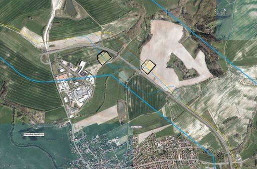Die beiden möglichen Standorte für die Kabelabschnittstationen oberhalb Barchfelds sind gelb dargestellt. Foto: Transnet BW