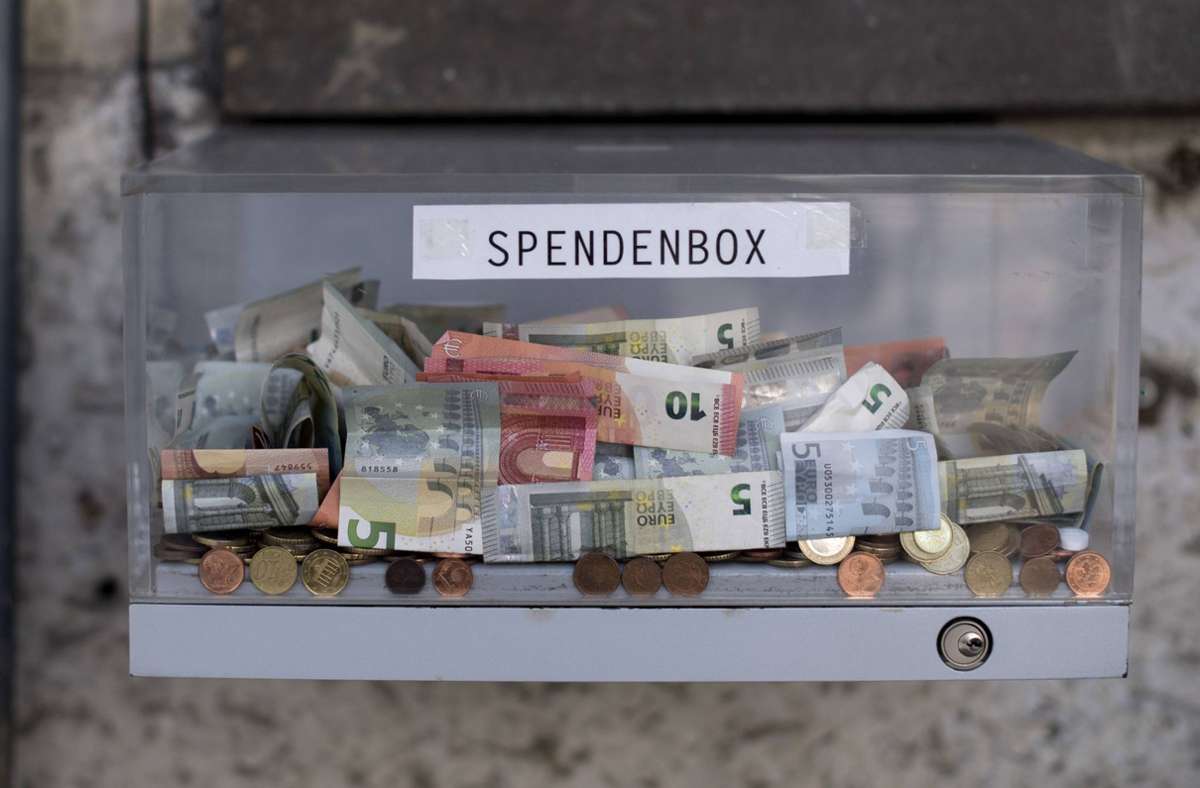Eine Spendenbox (Symbolfoto). Foto: imago/IPON/Stefan Boness/Ipon
