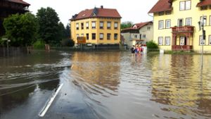 Heftiges Unwetter überflutet Teile von Meiningen
