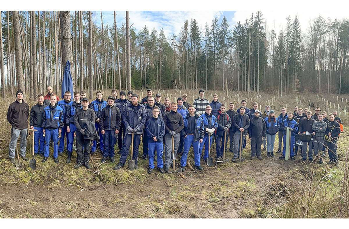 Die mehr als 40 Baumpflanzer absolvieren ihre Ausbildung bei Ruhlamat, Hirschvogel und HFP Bandstahl. Foto:  