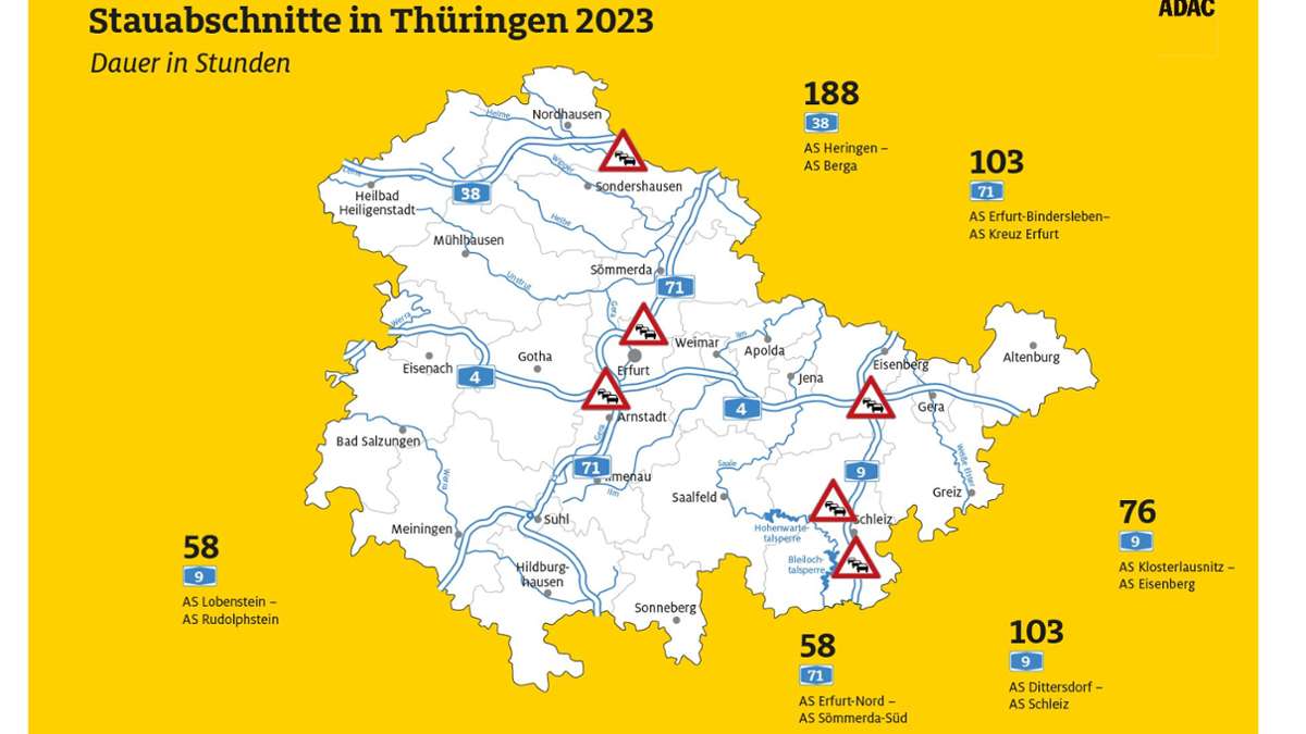 ADAC-Staustatistik: Thüringen bleibt ein Land ohne Staus