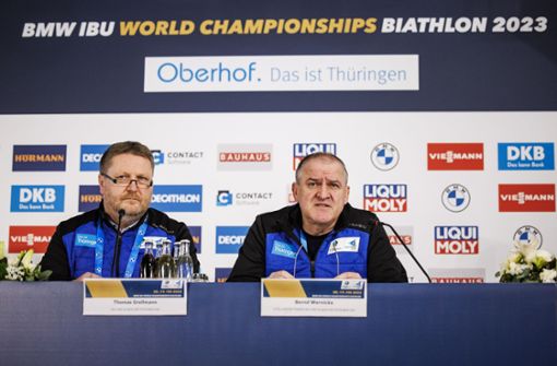 Eingespieltes Duo: WM-Organisationschef Thomas Grellmann (links) und sein Nachfolger Bernd  Wernicke. Foto: Kevin Voigt