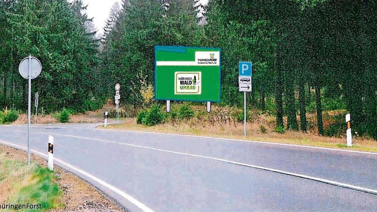 Oberhof: Werbung für den Umbau im Wald