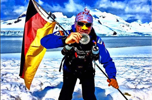Eiskaltes Ende: Frank Rocktäschel im November 2016 in der Antarktis, der letzten Station von „Racing the Planet“. Foto: privat/Frank Rocktäschel