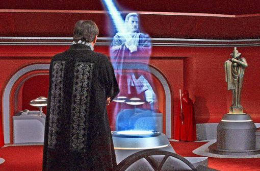 Künftig sollen Gespräche mit Hologrammen – wie hier in einem Star Wars-Film – auch ohne 3D-Brille möglich sein. Foto: Imago/Everett Collection/Lucasfilm