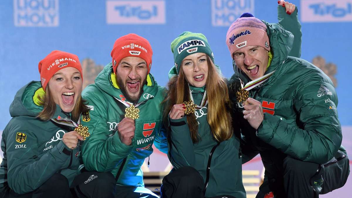 Regionalsport: Deutsche Skispringer jubeln über Gold im Mixed: «Mega coole WM»