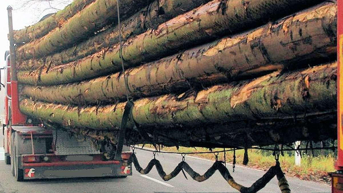 Bad Salzungen: Mit Holzstämmen beladener Sattelzug kollidiert mit Linienbus