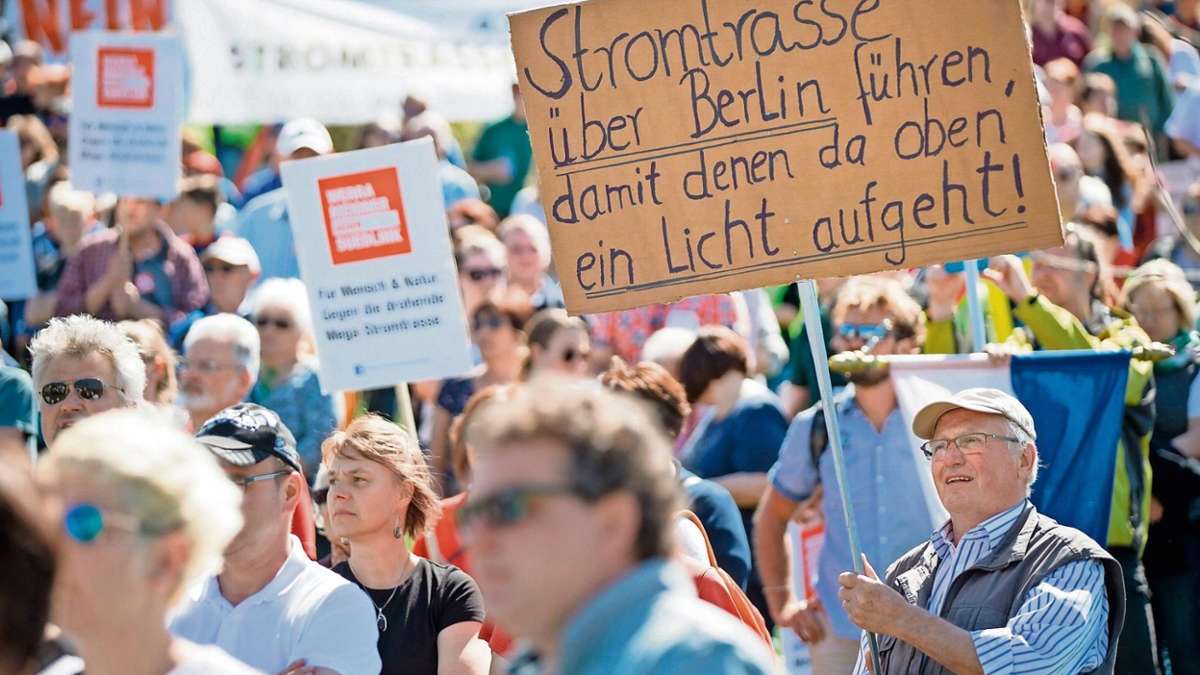 Thüringen: Vier-Länder-Protest gegen Südlink-Stromtrasse