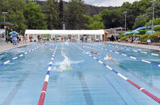 Die ersten Bahnen: Punkt 14 Uhr sprangen die ersten Schwimmer ins Becken, das sich rasch gut füllte mit Teilnehmern. Foto: Ralf Ilgen/Ralf Ilgen
