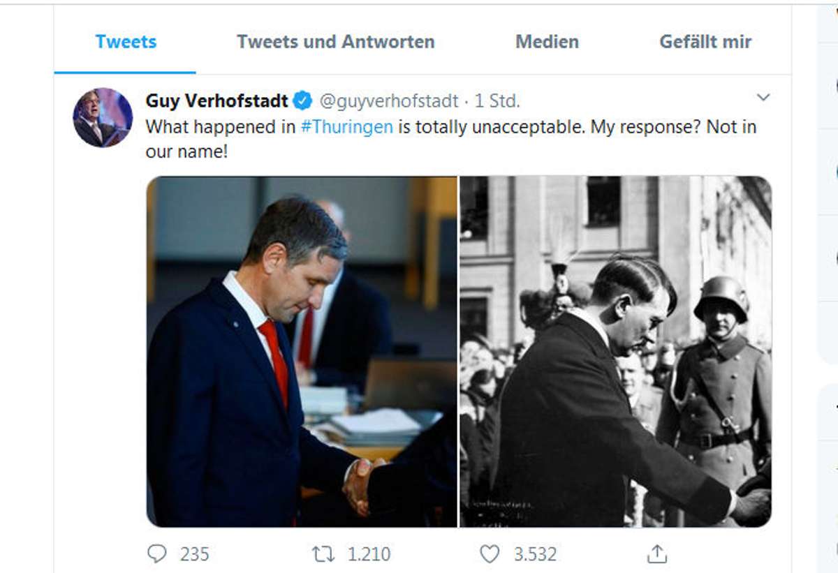Der Twittereintrag von Guy Verhofstadt Foto: Screenshot Twitter